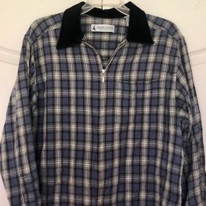 SALE!!! Zip Up Plaid Flannel w/ Velvet Collar